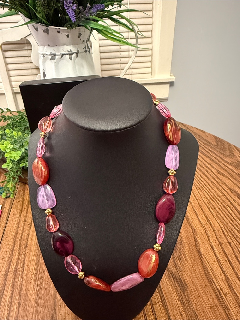 Pink and red necklace